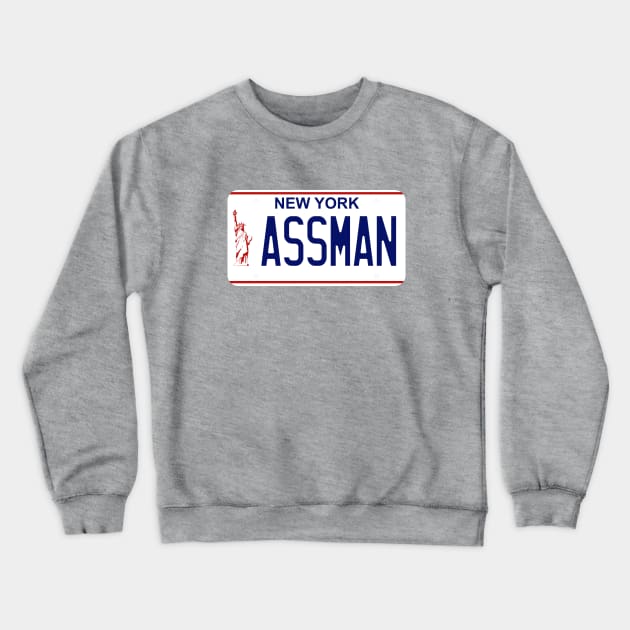 Assman New York License Plate Crewneck Sweatshirt by fandemonium